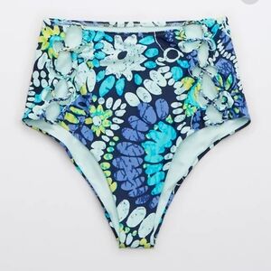 Aerie criss cross cut out high waist bikini bottoms